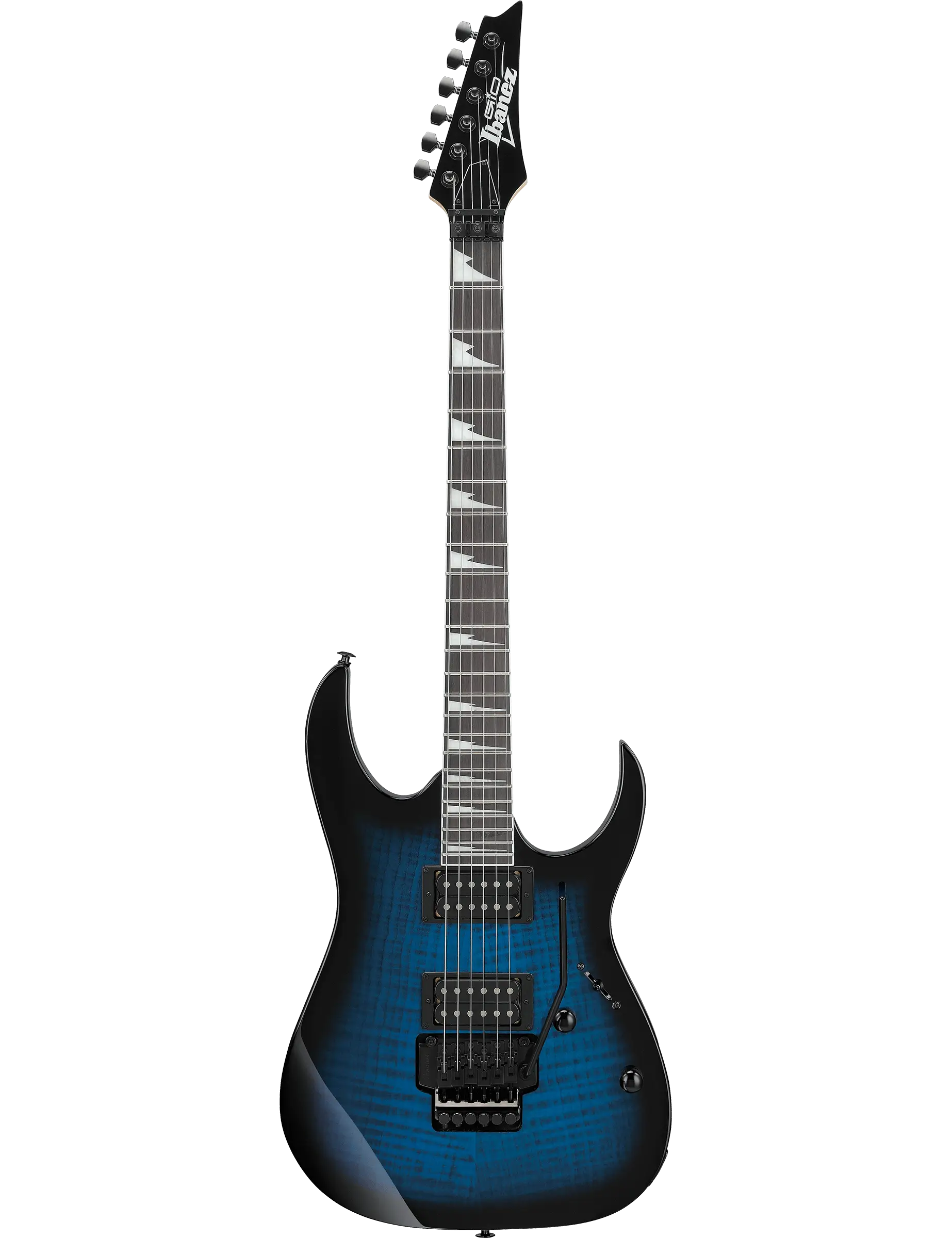 Ibanez GRG320FA electric guitar in Transparent Blue Sunburst finish.