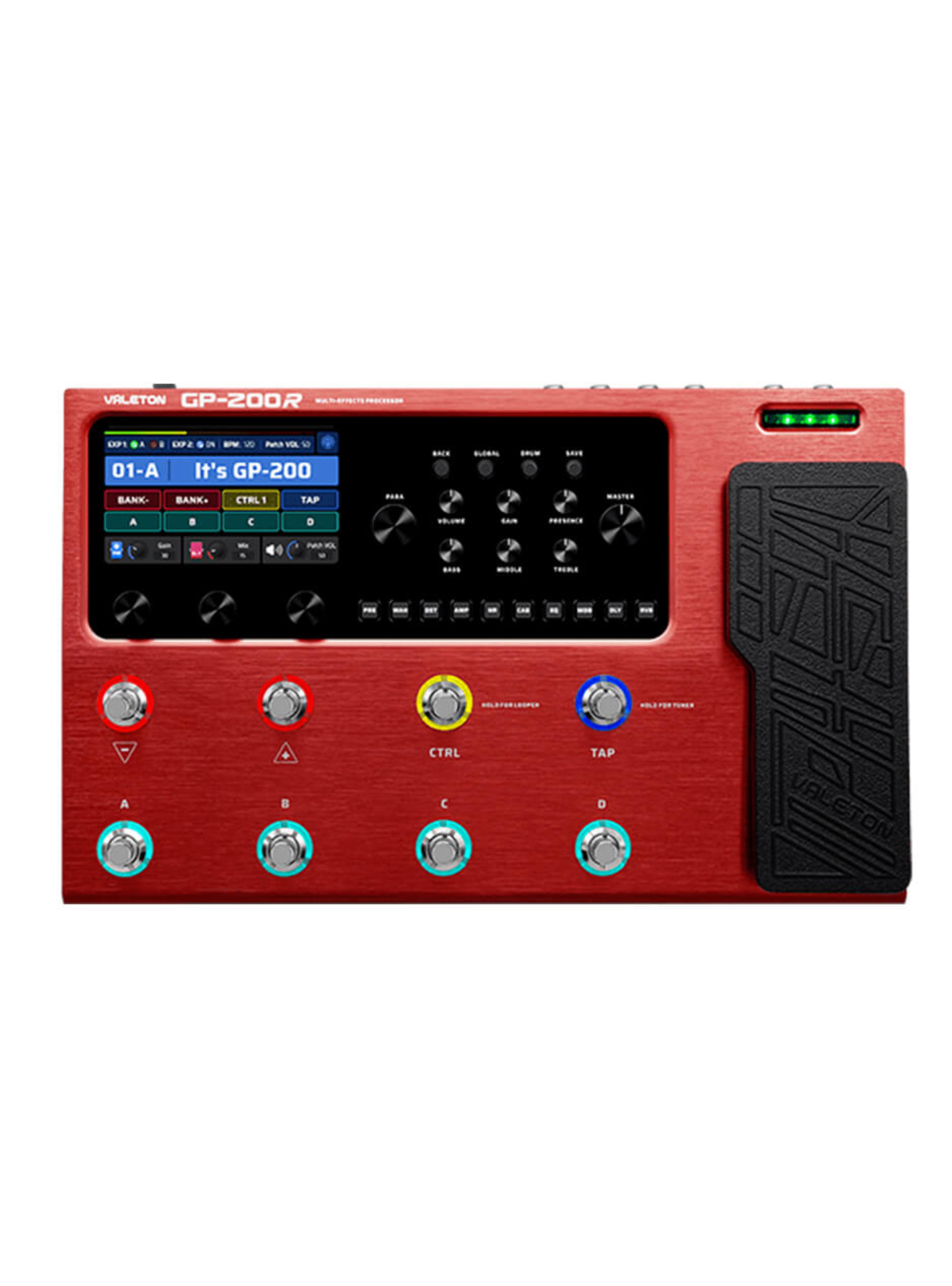 Valeton GP-200R Multi-Effects Processor Red Finish, (with 9V power supply)