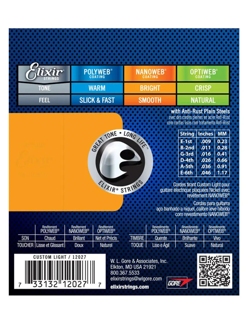 Elixir Nanoweb Custom-Light Electric Guitar Strings 9-46