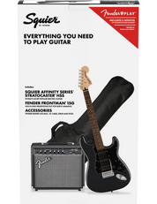 Fender Affinity Stratocaster HSS Pack boxed packaging, showing included accessories
