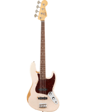 Fender Flea Jazz Bass with vintage-style pickups and Road Worn finish, front view