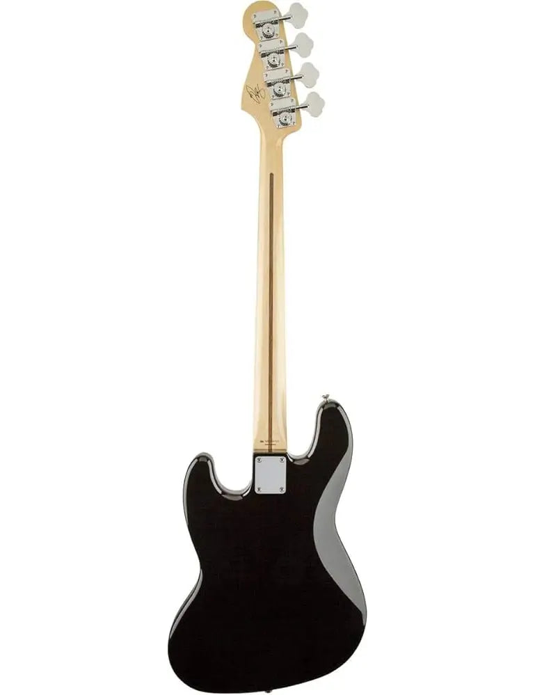 Fender Geddy Lee Jazz Bass rear view showing glossy finish and one-piece maple neck