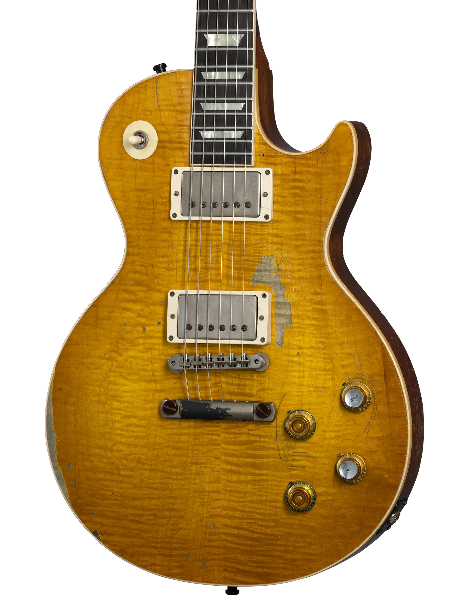 Gibson Kirk Hammett Greeny 1959 Les Paul Standard in Greeny Burst front view.
