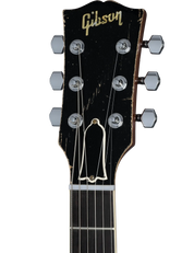 Gibson Kirk Hammett Greeny Les Paul guitar headstock close-up.
