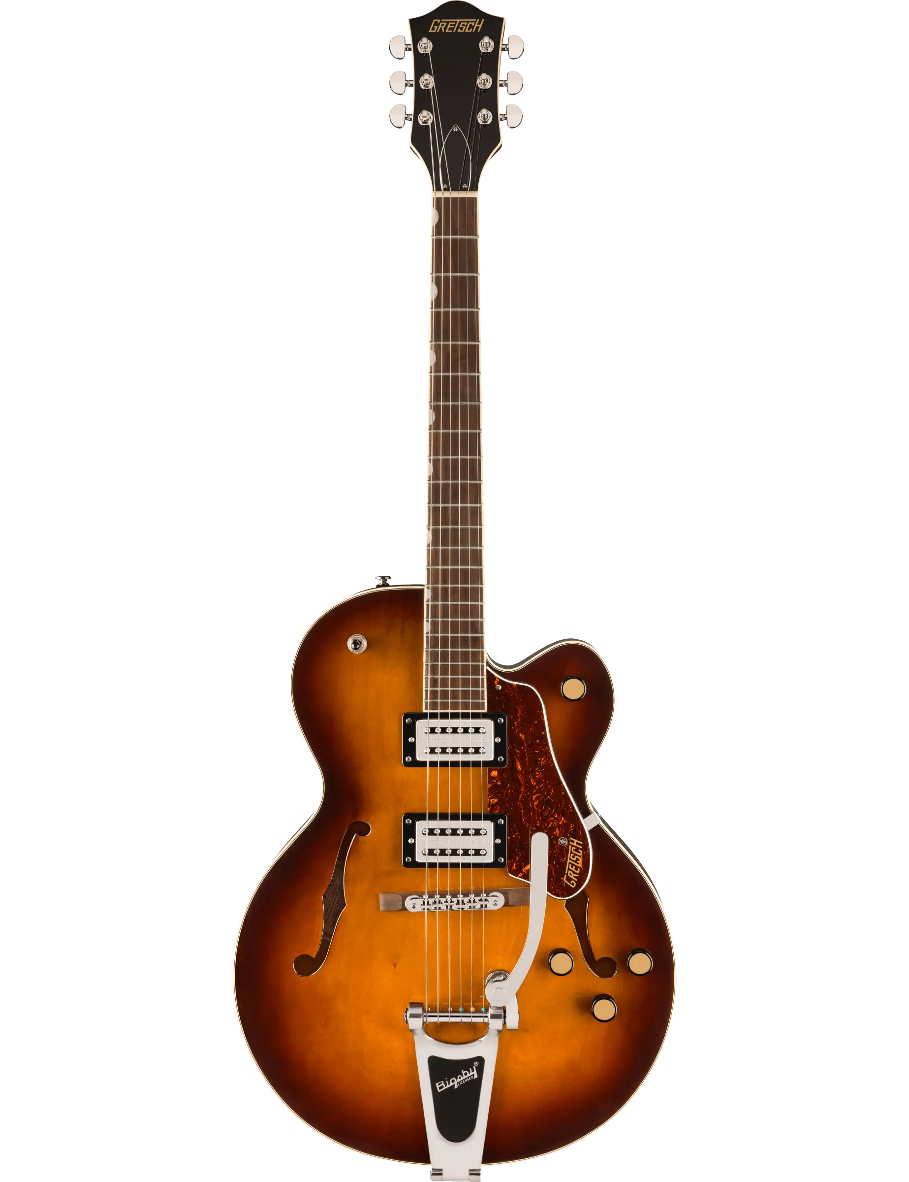 Gretsch G2420T Streamliner in Robusto Burst with arched maple top and laurel fingerboard, front view