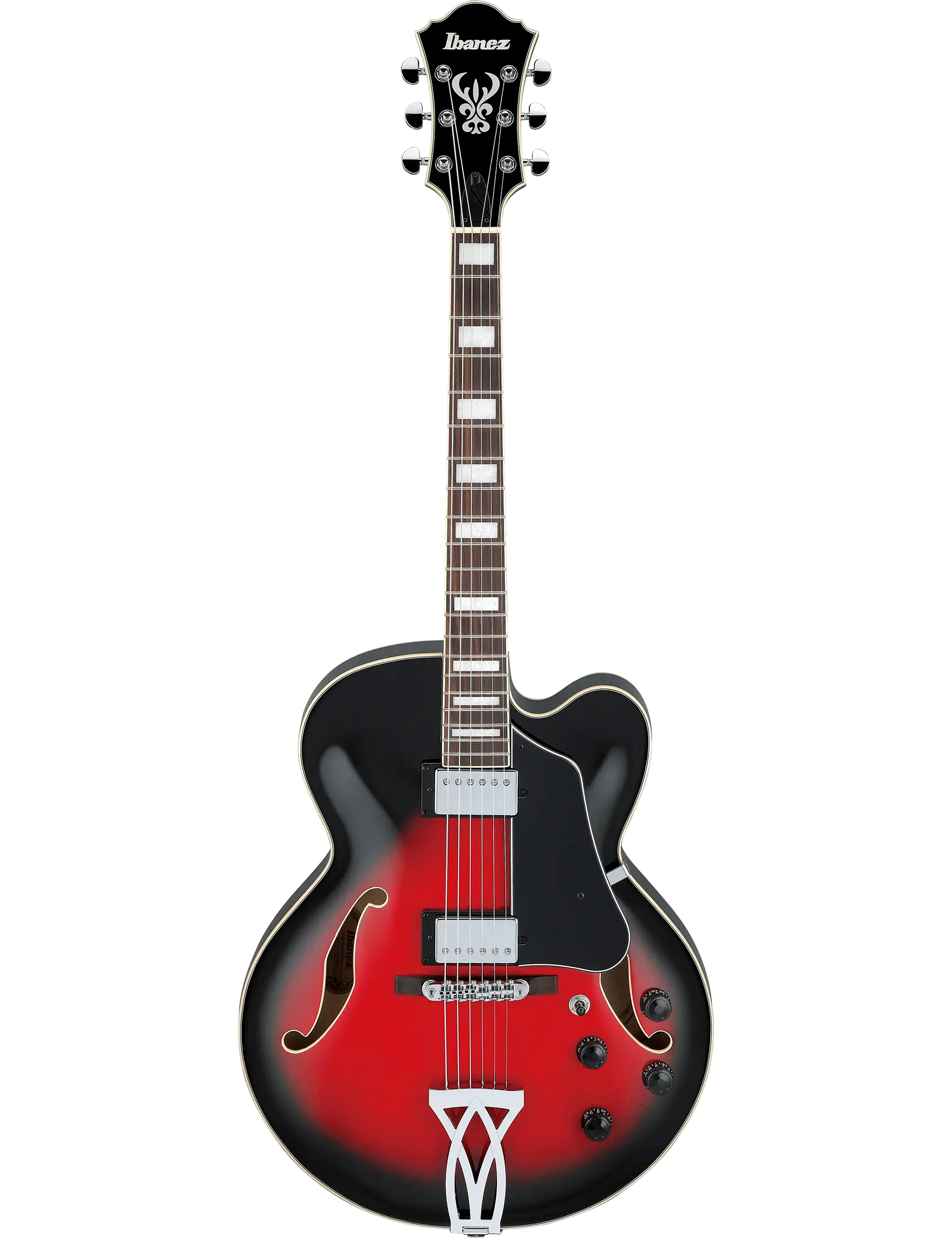 Ibanez AF75 hollow-body electric guitar in Transparent Red Sunburst finish.