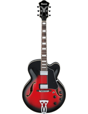 Ibanez AF75 hollow-body electric guitar in Transparent Red Sunburst finish.