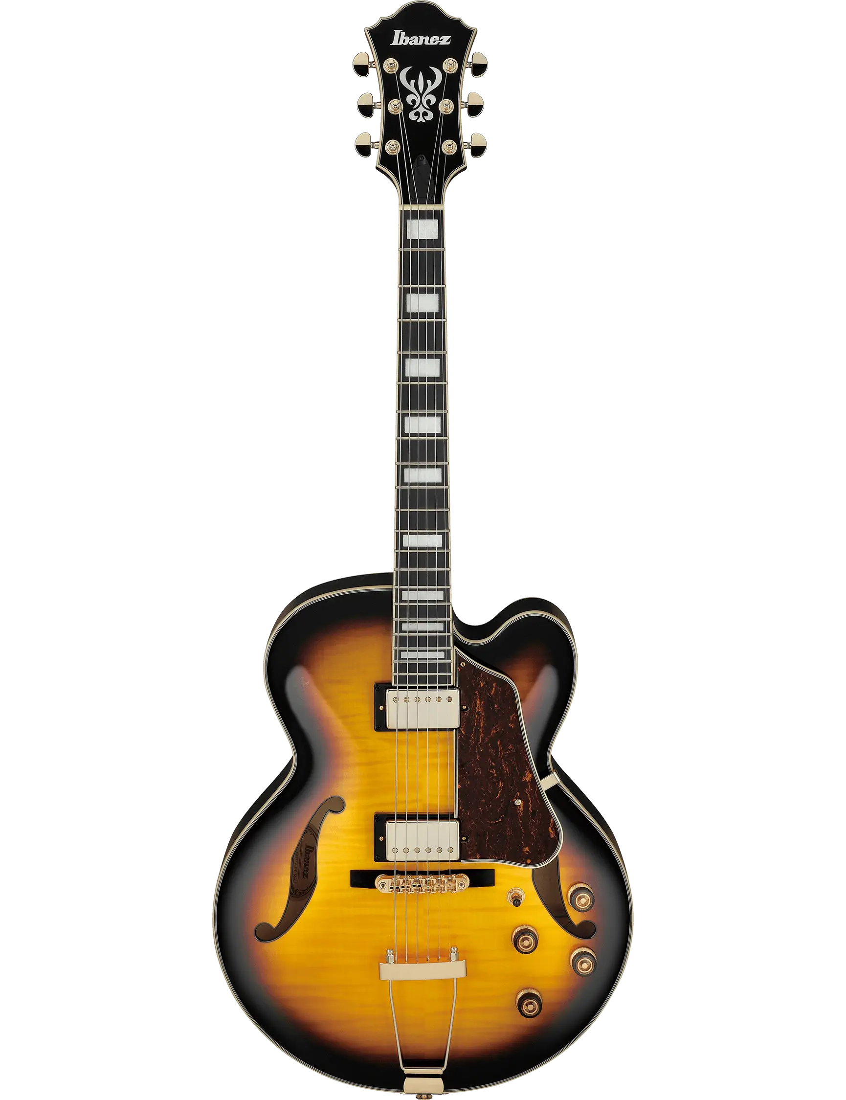 Ibanez AF95FM Artcore Expressionist hollow-body electric guitar in Antique Yellow Sunburst finish.