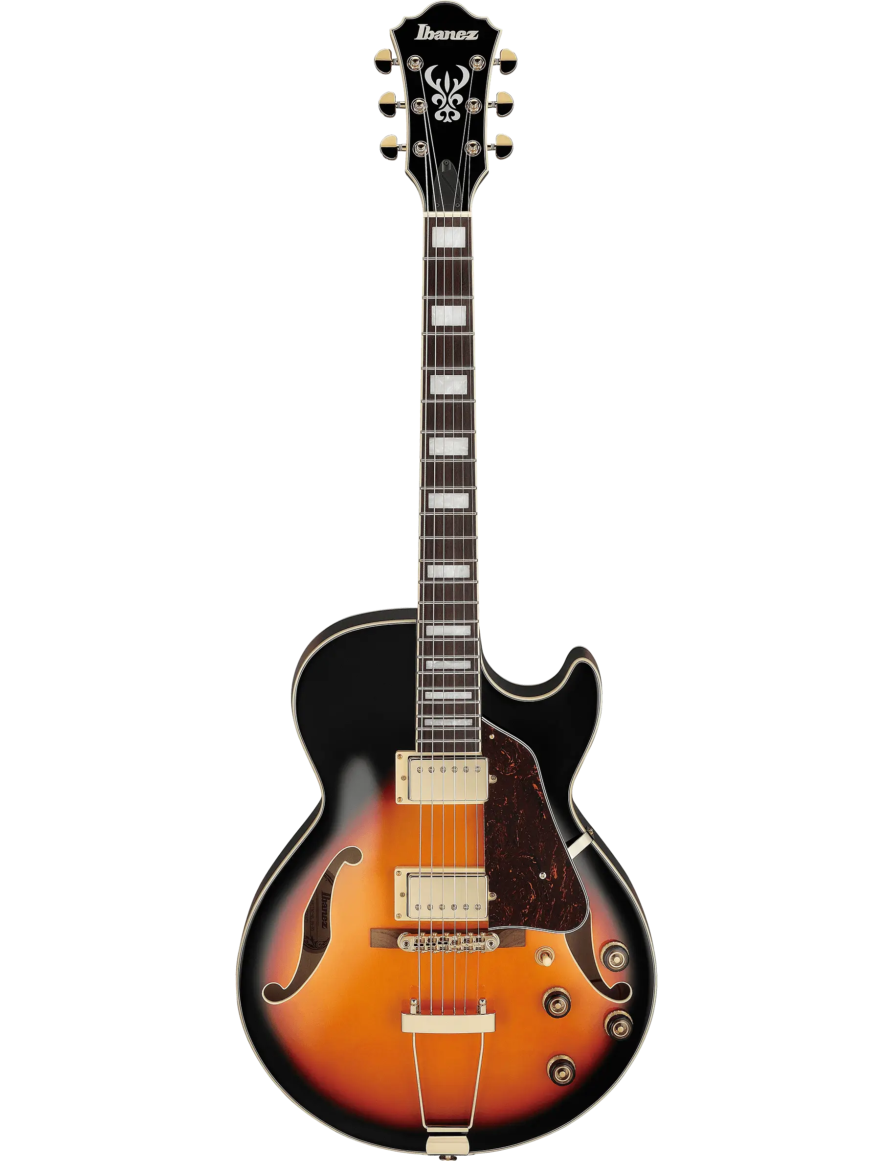 Ibanez AG75G hollow-body electric guitar in Brown Sunburst finish.