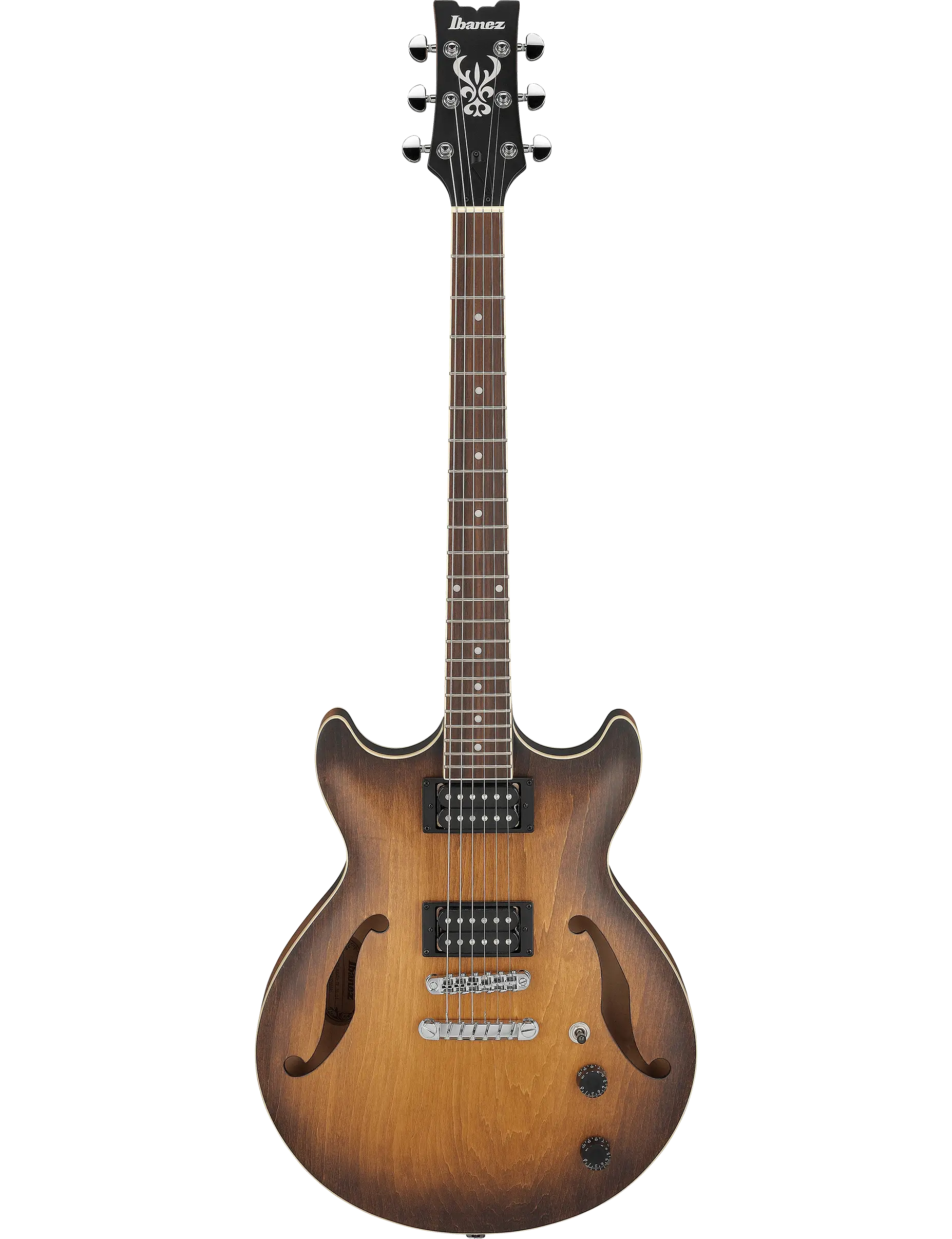 Ibanez AM53 semi-hollow electric guitar in Tobacco Flat finish.