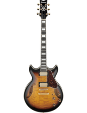 Ibanez AM93QM Artcore Expressionist semi-hollow electric guitar in Antique Yellow Sunburst finish.