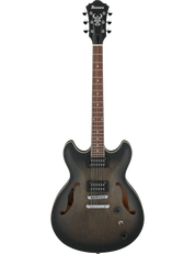 Ibanez AS53 semi-hollow electric guitar in Transparent Black Flat finish.