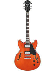 Ibanez AS73 semi-hollow electric guitar in Transparent Tangerine Flat finish.