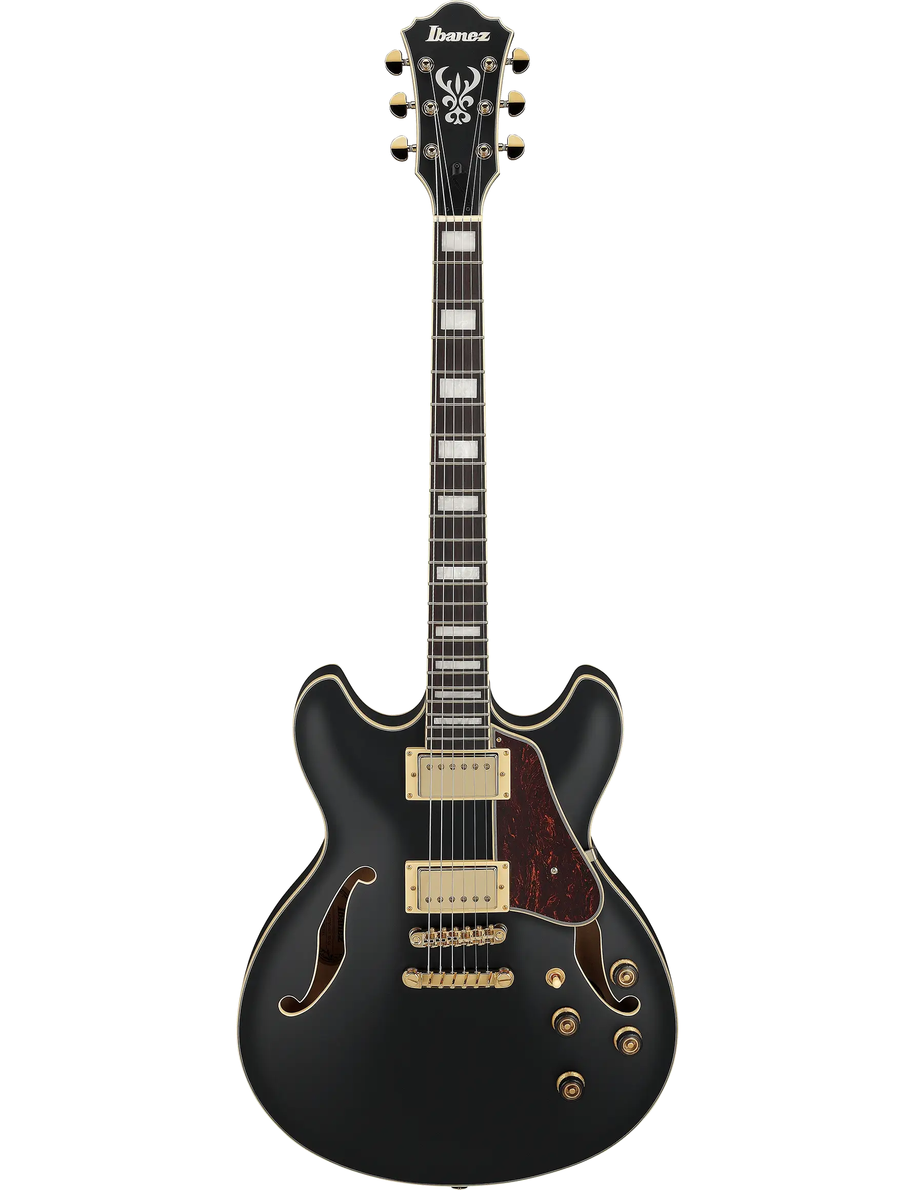 Ibanez AS73G semi-hollow electric guitar in Black Flat finish.