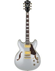 Ibanez AS73G semi-hollow electric guitar in Moonstone Silver Flat finish.