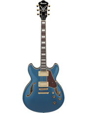 Ibanez AS73G semi-hollow electric guitar in Prussian Blue Metallic finish.