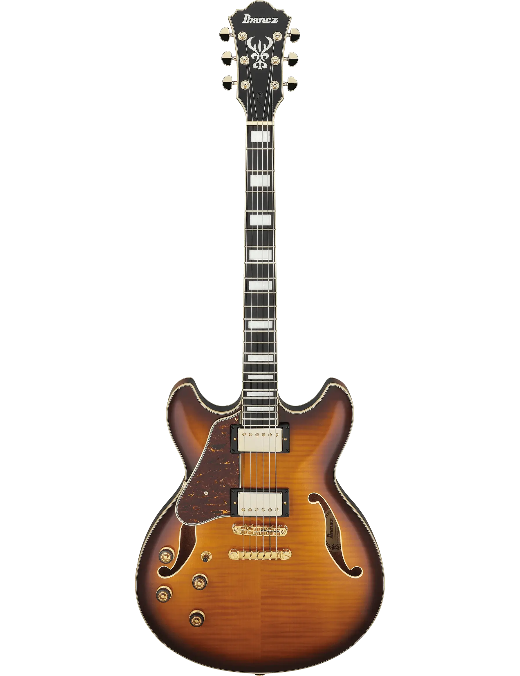 Ibanez AS93FML Artcore Expressionist left-handed semi-hollow electric guitar in Violin Sunburst finish.