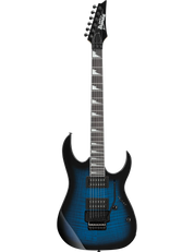 Ibanez GRG320FA electric guitar in Transparent Blue Sunburst finish.