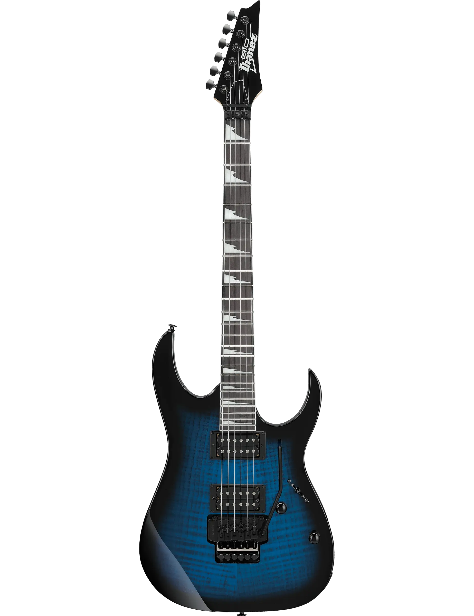Ibanez GRG320FA electric guitar in Transparent Blue Sunburst finish.