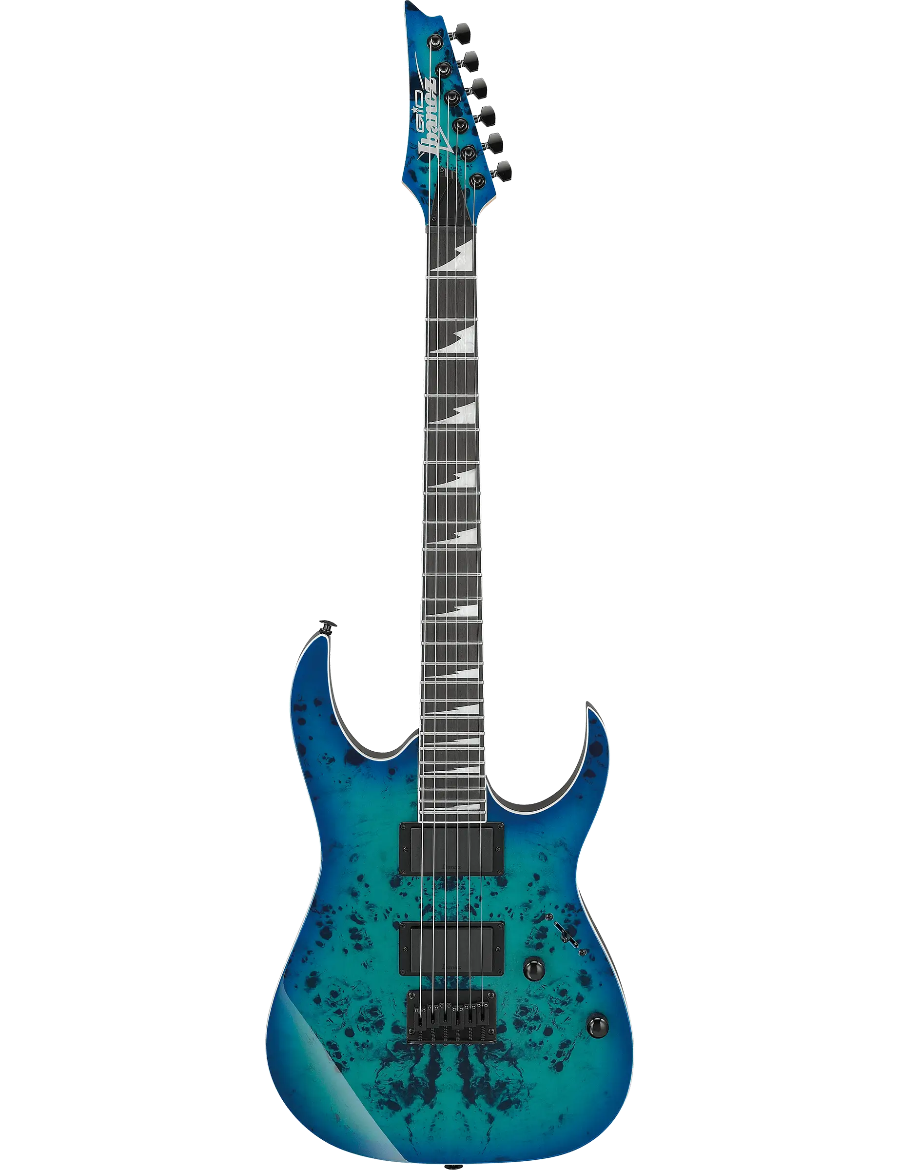 Ibanez GRGR221PA electric guitar in Aqua Burst finish.