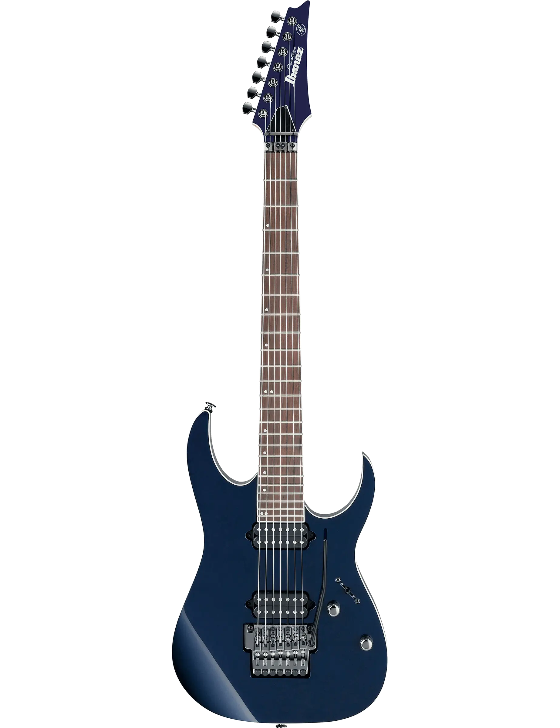 Ibanez RG2027XL Prestige 7-string electric guitar in Dark Tide Blue finish.