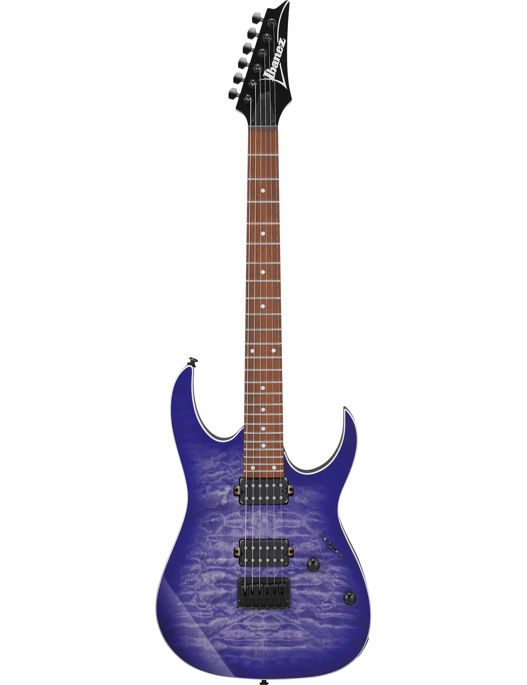 Ibanez RG421QM electric guitar in Cerulean Blue Burst finish.