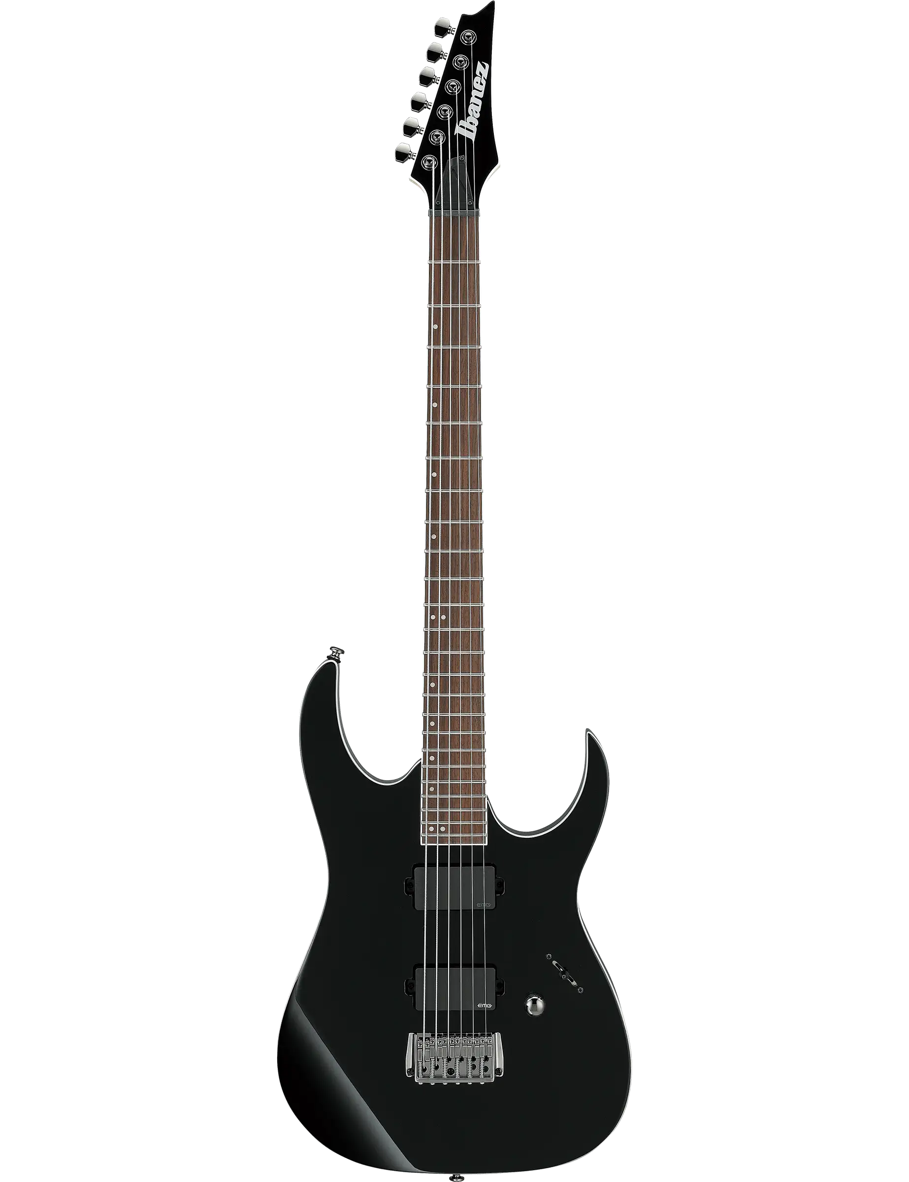 Ibanez RGIB21 Iron Label baritone electric guitar in Black finish.
