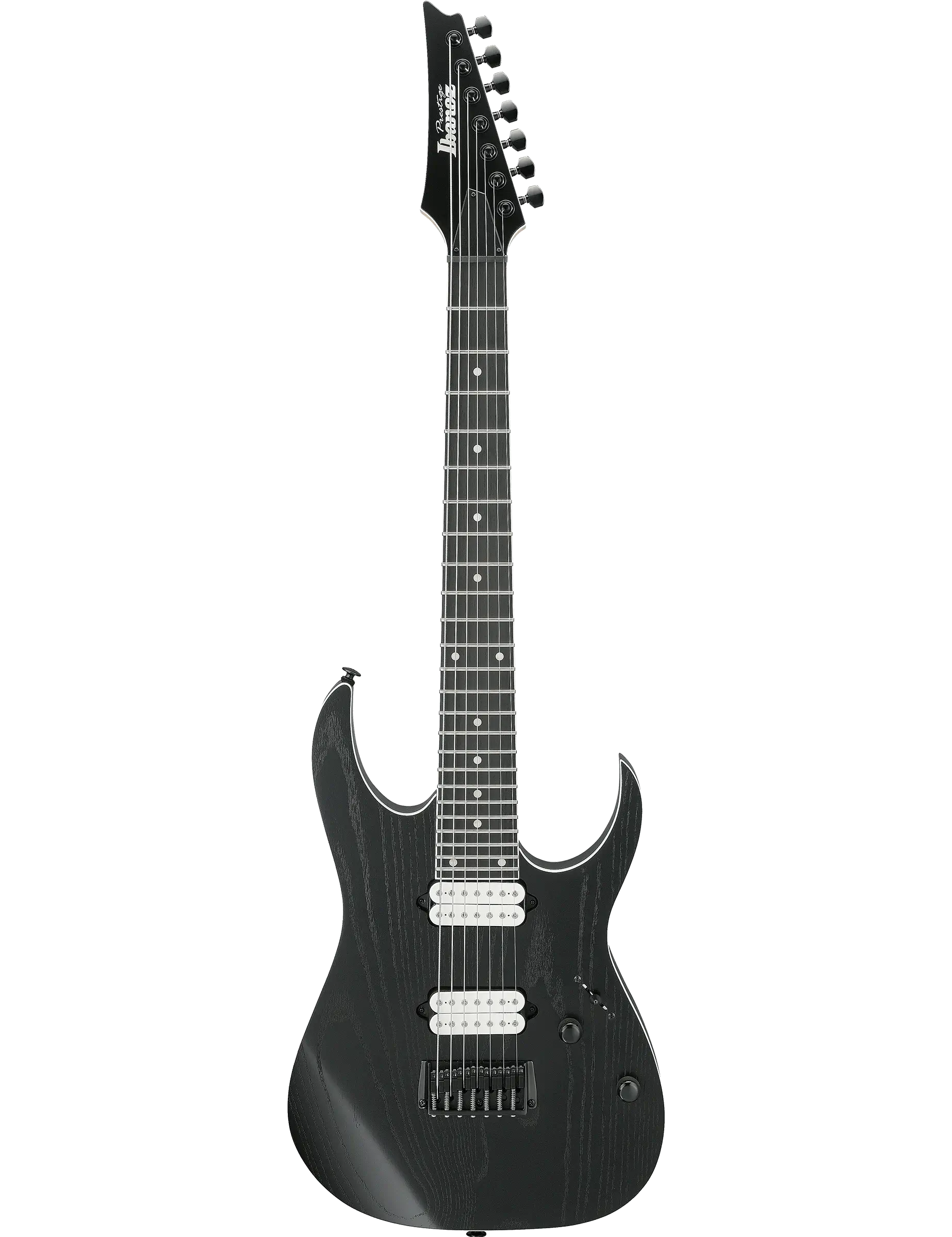 Ibanez RGR752AHBF Prestige 7-string electric guitar in Weathered Black finish.