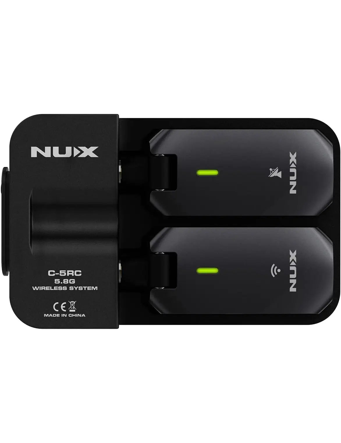NUX C-5RC 5.8GHz wireless guitar system with portable charging case.