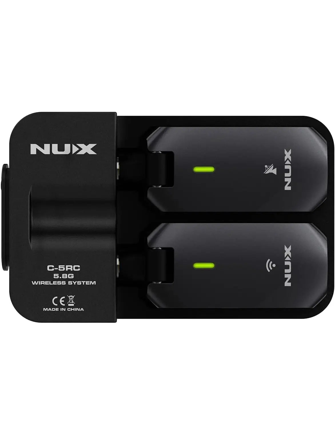NUX C-5RC 5.8GHz wireless guitar system with portable charging case.